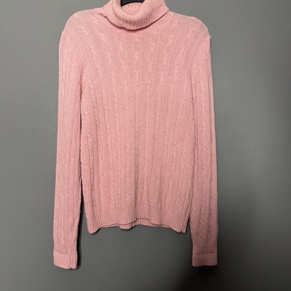 Cabi Women's XS Merino Wool Blend Chunky Cable Knit Cardigan Pink Minimalist